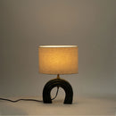 Lithos - Genuine Marble Base And Linen Textured Fabric Shade Table Lamp