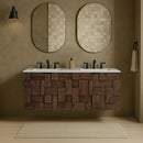 Leonardo - Engineered Stone And Solid Wood 24" Wall Mounted Bathroom Vanity
