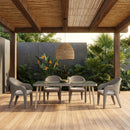 Seacrest - Olefin Water Resistant Fabric And Wicker Outdoor Patio Dining Chair