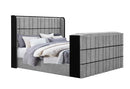 Isabella - King Upholstered Bed With LED, TV Lift, Bluetooth Speaker And Firpeplace Crystal - Gray
