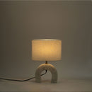 Lithos - Genuine Marble Base And Linen Textured Fabric Shade Table Lamp