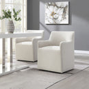 Cafell - Arm Chair With Swivel Casters - Cream