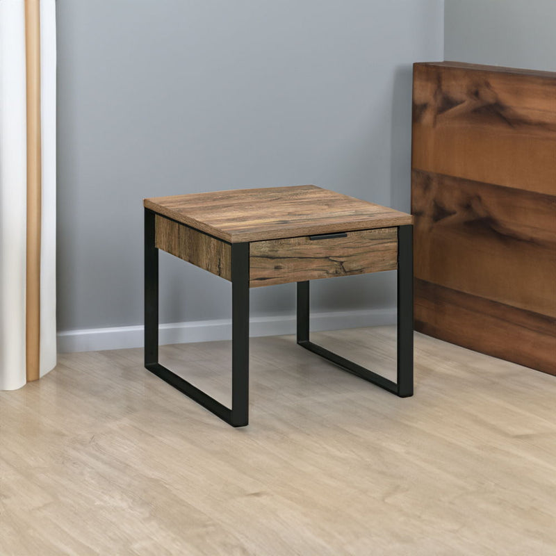 Aflo - End Table - Weathered Oak & Black