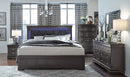 Pompei - 5 Piece Queen Bedroom Set With LED - Gray