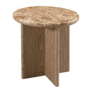 Markku - End Table With Natural Marble - Oak