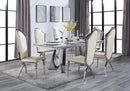 Destry - Dining Table With Engineering Stone Top & Pedestal Base - Engineering Stone Top & Mirrored Silver