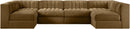 Rummi - Armless Velvet Performance Fabric Upholstered 6 Piece Modular Sectional