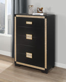 Blake - 4 Piece Full Bedroom Set (Bed With Lamps, Dresser, Mirror, Nightstand) - Black / Gold