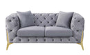 Jelanea - Loveseat With 2 Pillows - Gray Velvet & Gold