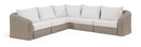 Seacrest - 123.25" Olefin Water Resistant Fabric And Wicker 5 Piece Outdoor Patio Modular Sectional
