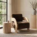 Cedra - Velvet Performance Fabric Upholstered Accent Chair - Natural Frame