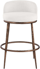 Ferro - Performance Fabric Upholstered Bar Stool - Cream / Antique Bronze