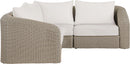 Seacrest - Olefin Water Resistant Fabric And Wicker 3 Piece Outdoor Patio Modular Sectional
