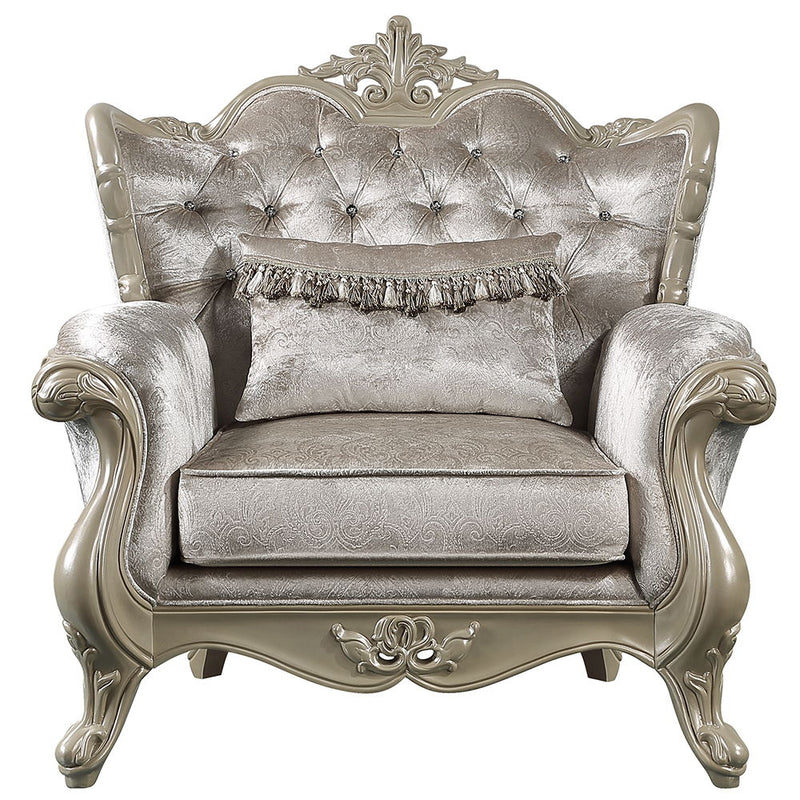 Libertee - Chair With Pillow - Beige Fabric & Champagne