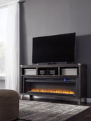 Todoe - 2 Pc. - 65" TV Stand With Wide Fireplace Insert - Gray