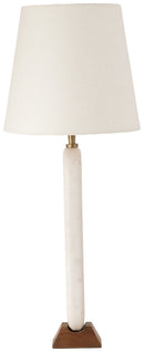 Solis - Genuine Marble And Mango Wood Base With Linen Textured Fabric Shade Table Lamp
