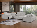 1208 - 8 Piece U Shaped Leather Sectional With 4 Power Recliners & Power Headrests
