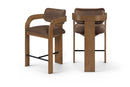 Cedra - Velvet Performance Fabric Upholstered Counter Stool - Brown Frame