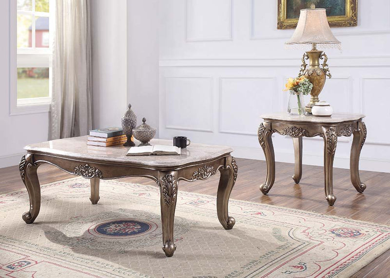 Jayceon - Coffee Table - Marble Top & Champagne
