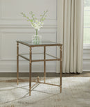 Cloverty - Rectangular End Table - Aged Gold Finish