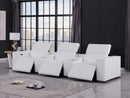 1208 - Leather Sofa With 3 Power Recliners And Two Storage Consoles