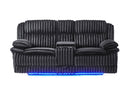 U8686 - Power Console Reclining Loveseat With LED And Hidden Drawer - Black