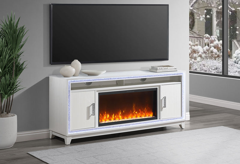 Lily - 72" Entertainment Unit With LED, Speakers, Crystal Inserts - White