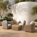 Seacrest - Teak Wood And Wicker Outdoor Patio Coffee Table