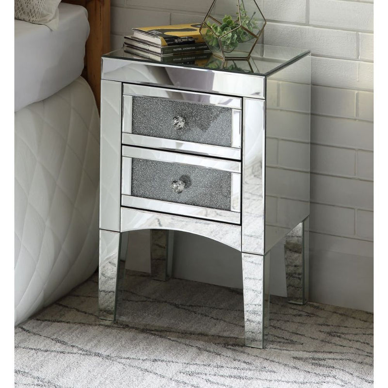 Noralie - 24" Accent Table - Mirrored, Faux Diamonds