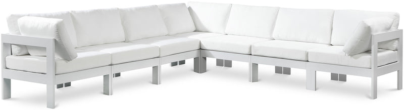 Nizuc - Outdoor Patio 7 Piece Modular Sectional With White Frame