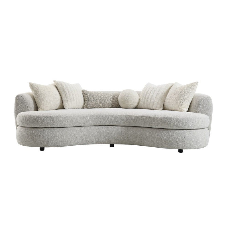 Iniko - Sofa With 6 Pillows - Beige Boucle