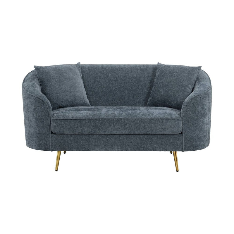 Nakendra - Loveseat With 2 Pillows - Cobalt Blue Chenille