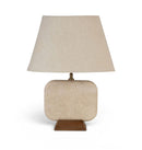 Solis - 14" Genuine Marble And Mango Wood Base With Linen Textured Fabric Shade Table Lamp
