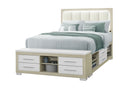 Emma - Queen Bed With LED And USB - Natural / White