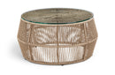Coastline - Tempered Glass Top And Wicker Outdoor Patio Coffee Table - Natural | Natural