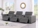 1208 - Leather Sofa With 3 Power Recliners And Two Storage Consoles