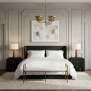 Axis - Linen Textured Cream Fabric Upholstered Bench
