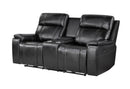 U8880 - Power Console Reclining Loveseat With Armrest Cupholder, Console Cooler With Watch Charger - Black