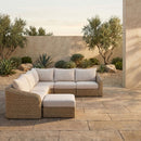 Seacrest - Olefin Water Resistant Fabric And Wicker 6 Piece Outdoor Patio Modular Sectional