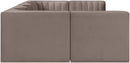Rummi - Armless Velvet Performance Fabric Upholstered 6 Piece Modular Sectional