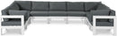 Nizuc - Outdoor Patio 9 Piece Modular Sectional With White Frame