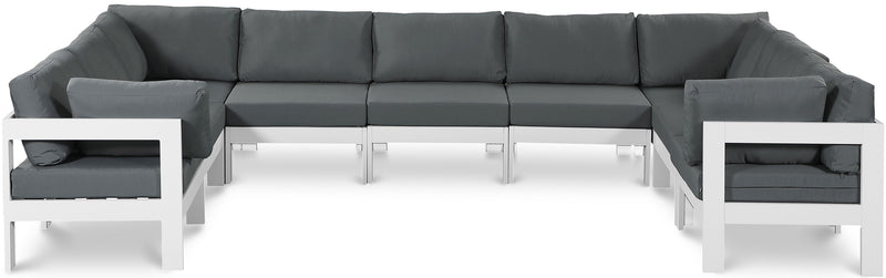 Nizuc - Outdoor Patio 9 Piece Modular Sectional With White Frame