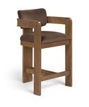 Sacha - Velvet Stool With Brown Base