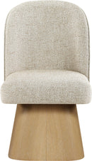 Marlowe - Linen Textured Fabric Upholstered Swivel Dining Side Chair - Stained Natural