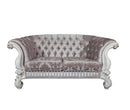 Versailles - Loveseat With 5 Pillows - Ivory Fabric & Bone White