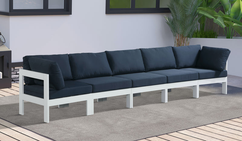 Nizuc - Outdoor Patio 5 Seat Modular Sofa With White Frame