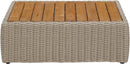 Seacrest - Teak Wood And Wicker Outdoor Patio Coffee Table