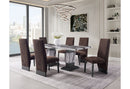 D12 - 7 Piece Dining Room Set (Dining Table And 6 Dining Chairs) - Black / Brown