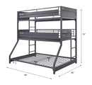 Cargo - Twin Over Twin Over Full Bunk Bed - Gunmetal