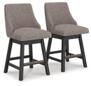Neymorton - Upholstered Swivel Barstool (Set of 2) - Dark Grayish Brown